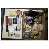 GROUPING: PAPERWEIGT/MAGNIFIERS, COIN PURSE, DIE