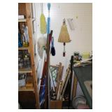 CONTENTS OF CORNER: LIGHT GLOBE, YARD STIKS,