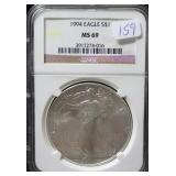 1994 SILVER EAGLE NGC MS69