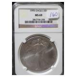 1995 SILVER EAGLE NGC MS69