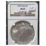 1999 SILVER EAGLE NGC MS69