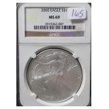2000 SILVER EAGLE NGC MS69