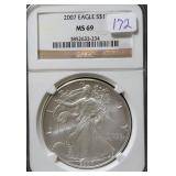 2007 SILVER EAGLE NGC MS69