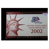 2002 US MINT SILVER PROOF SET W/BOX & COA