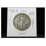 1939-D WALKING LIBERTY SILVER HALF DOLLAR