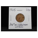 1905 INDIAN HEAD CENT "AU-MS- ROLLING LUSTER"