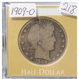 1909-O BARBER SILVER HALF DOLLAR