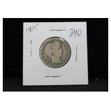 1915 BARBER QUARTER DOLLAR