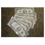 (9) 1995 ATLANTA $2 UNCIRCULATED BILLS,