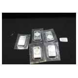 PACK OF (5) SCOTTSDALE SILVER 5 GRAM .999 BARS