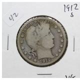 1912 S BARBER HALF DOLLAR  VG