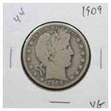 1909 BARBER HALF DOLLAR  VG