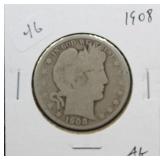 1908 BARBER HALF DOLLAR  AG