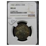 1960 LIBERIS SILVER 50 CENTS NGC MS64  TONER