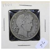 1901 BARBER HALF DOLLAR  VG