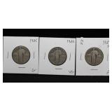 3 STANDING QUARTERS 1929 S 1925 1926