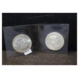 TWO FRANKLIN HALF DOLLARS