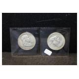 TWO FRANKLIN HALF DOLLARS