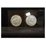 TWO FRANKLIN HALF DOLLARS