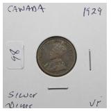 1929 CANADA SILVER 10 CENTS  VF