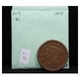 1848 LARGE CENT    VF N9 R1