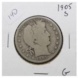 1905 S BARBER HALF DOLLAR  G