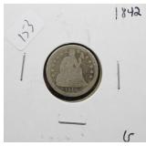 1842 SEATED DIME  G
