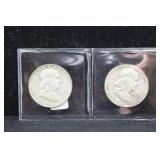 TWO FRANKLIN HALF DOLLARS