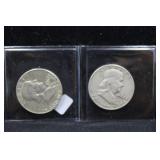 TWO FRANKLIN HALF DOLLARS