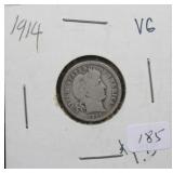 1914 BARBER DIME VG