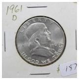 1961 D FRANKLIN HALF DOLLAR   GEM