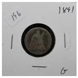 1891 SEATED DIME