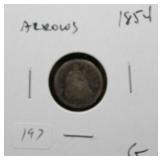 1854 HALF DIME  G