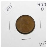 1922 D LINCOLN CENT  VF KEY