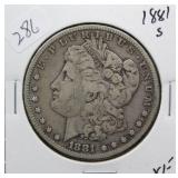 1881 S MORGAN SILVER DOLLAR  VF