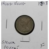 1893 HONG KONG SILVER 10 CENT PIECE