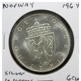 NORWAY SILVER 10 KRONER    GEM