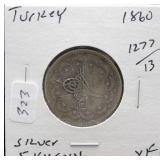 1860 1277/ 13 TURKEY SILVER 5 KURUSH   VF