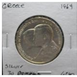 1963 GREECE SILVER 30 DRACHMA  GEM