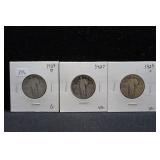 3 STANDING QUARTERS 1929 S 1927  1929 D