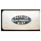 PATRICK MINT - SAN FRANCISCO 1 TROY OZ. SILVER BAR