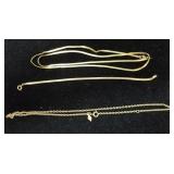 GOLD COLORED - 2 NECKLACES AND 1 BRACELETS