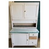 ANTIQUE KITCHEN CABINET - PORCELAIN TOP AND GLASS