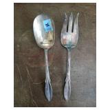 SILVER PLATE SALAD SPOON AND FORK WM. ROGERS - EL