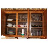 CONTENTS OF KITCHEN CABINETS CUP, BOWLS, TEA POT