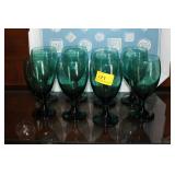 GREEN GOBLETS AND TRAY
