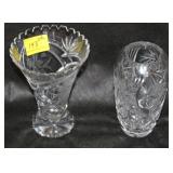 2PC CUT GLASS VASES