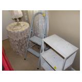 LAMP, TABLE, STOOL AND STADN