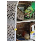 WICKER SHELF AND CONTENTS
