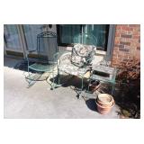 METAL CHAIRS AND NIGHT STAND